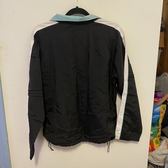VTG Oleg Cassini Sports Jacket Women L Black Windbreaker NylonBlend FullZip 90s - Picture 8 of 8